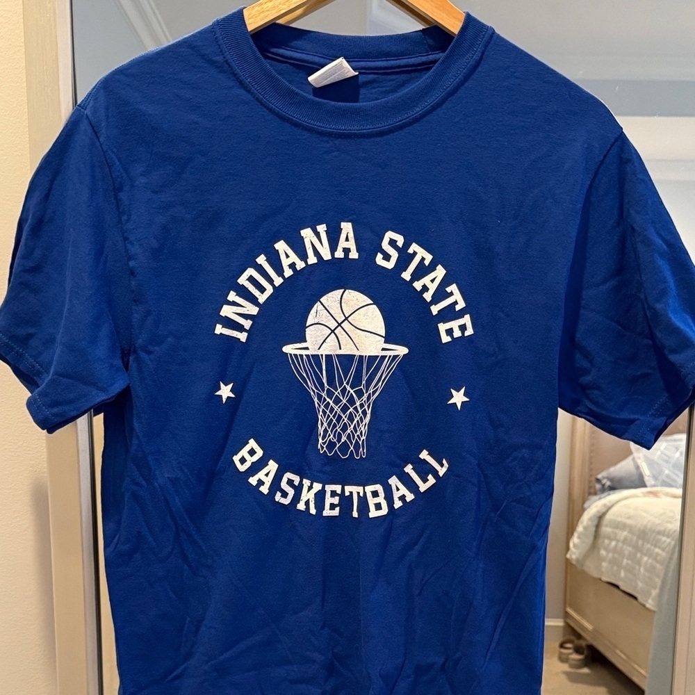 NWOT Indiana State Grayless Heating & Cooling Blue T-Shirt (41)